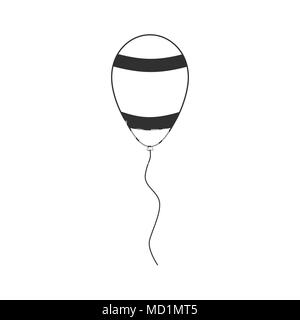 Ballon mit Israel Fahne Streifen gestaltete Symbol in flache schwarze Kontur Design. Israels Unabhängigkeit Tag Urlaub Konzept. Stock Vektor