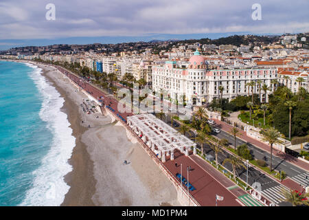 Nizza, Frankreich, Luftbild von Promenade des Anglais, Cote d'Azur, Stockfoto