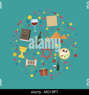 Ostern Ferienwohnung Design Icons in runder Form. Stock Vektor