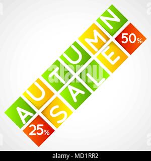 Herbst Sale bunte Quadrate Vorlage Stock Vektor