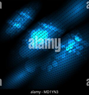 Der dunkle Hintergrund mit blauen Lichtstrahlen Stock Vektor