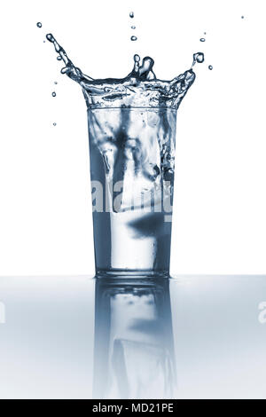 Spritzwasser in einem Glas, Isolated on White Background