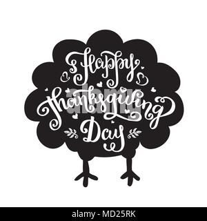 Happy Thanksgiving Tag. thanksgiving Label, handgezeichneten Schriftzug. Die Türkei. Vector Illustration. Stock Vektor