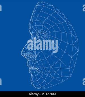 Wire-frame abstrakte menschliche Gesicht Stock Vektor