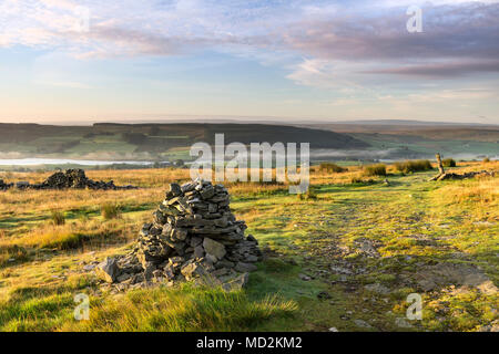 Der Pennine Way und der Blick nach Süden über Lunedale von Harter fiel, Teesdale, County Durham, UK Stockfoto