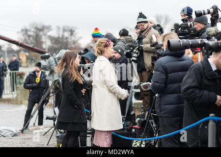 Kirche Schloss Drottningholm, Stockholm, Schweden, 1. Dezember, 2017. Seine königliche Hoheit Prinz Gabriel Carl Walther ist beim Drottningholm Kirche baptisted. Stockfoto