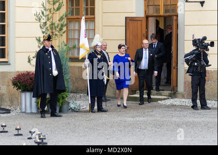 Kirche Schloss Drottningholm, Stockholm, Schweden, 1. Dezember, 2017. Seine königliche Hoheit Prinz Gabriel Carl Walther ist beim Drottningholm Kirche baptisted. Stockfoto