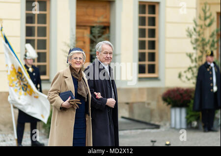 Kirche Schloss Drottningholm, Stockholm, Schweden, 1. Dezember, 2017. Seine königliche Hoheit Prinz Gabriel Carl Walther ist beim Drottningholm Kirche baptisted. Stockfoto