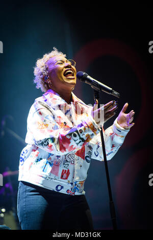 Emeli Sande durchführen an den Global Citizen Live Event am 02 Brixton Academy, London Stockfoto