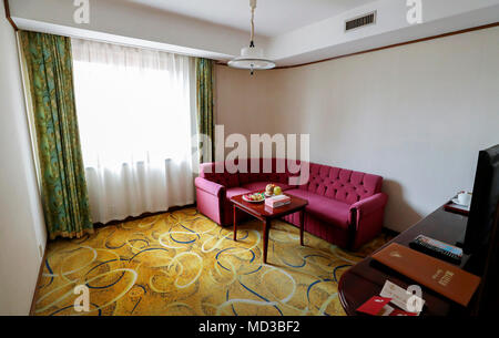 Koryo hotel, Mar 31, 2018: ein Zimmer von Koryo Hotel in Pyongyang, Nordkorea. Redaktion VERWENDEN SIE NUR Credit: Koreanischer Kunst Performance Pressekorps/LBA/Alamy leben Nachrichten Stockfoto