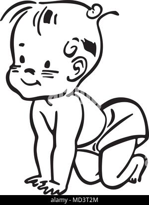 Adorable Baby - Retro Clipart Illustration Stock Vektor