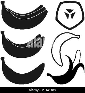 Satz von Banane silhouette Symbole für Design Stock Vektor