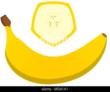 Reife Banane und slice Stück dieses Obst Stock Vektor