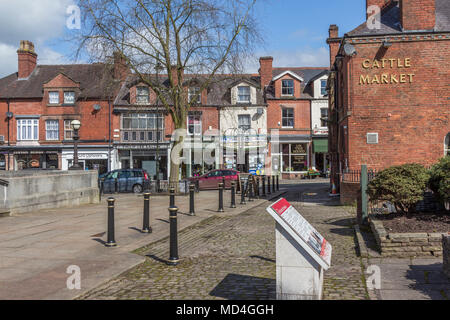 Viehmarkt, Lauch Stadtzentrum Einkaufszentrum in der Grafschaft Staffordshire, England, UK, gb Stockfoto