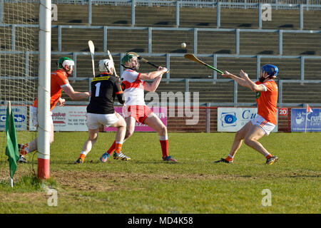 Derry v Armagh GAA Hurling Allianz Nationale Hurling Liga, Celtic Park, Derry. Stockfoto