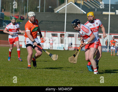 Derry v Armagh GAA Hurlingl Allianz Nationale Hurling Liga, Celtic Park, Derry. Stockfoto