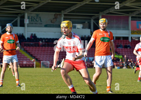 Derry v Armagh GAA Hurling Allianz Nationale Hurling Liga, Celtic Park, Derry. Stockfoto