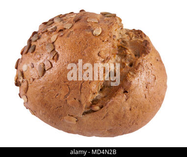 Brot mit verschiedenen Arten von Mehl und Samen auf weißem Hintergrund Stockfoto