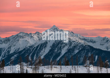 Blick auf die Schladminger Tauern und Dachstein, Dachstein, Sonnenuntergang, Österreich Stockfoto