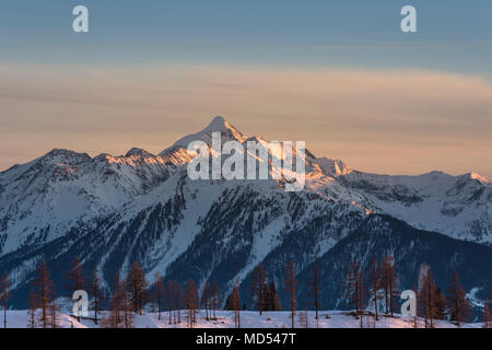 Blick auf die Schladminger Tauern und Dachstein, Dachstein, Sonnenuntergang, Österreich Stockfoto