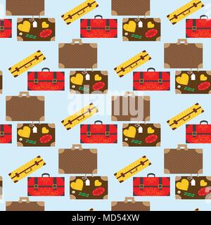 Nahtlose Muster mit Auto mit Gepäck. Vector Illustration. Eps 10-Datei. Stock Vektor
