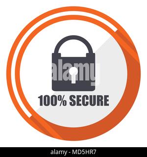 Sicheres flaches design Orangefarbene runde Vektor Symbol in der Eps 10. Stock Vektor