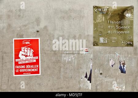 Universität Grenoble von Studenten gegen die Auswahl an der Universität gesperrt Stockfoto