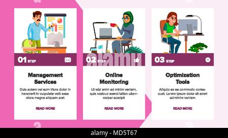 Website Banner Vektor. Business Agency. Front End Website. Cartoon Person. Schutz Eingang. Abbildung: Stock Vektor