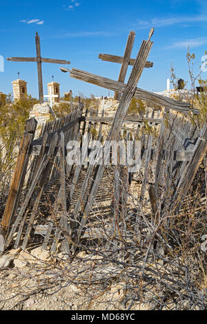 Texas, Brewster County, Terlingua, ehemaligen Bergbaugebiet, jetzt ein semi Ghost Town, Friedhof ca. 1902 Stockfoto