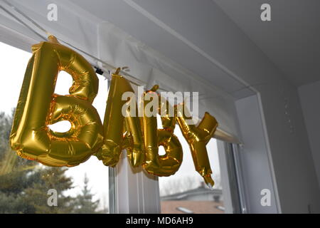 Baby Geschlecht offenbaren Party Dekoration Stockfoto