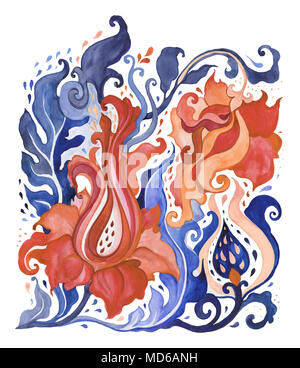 Paisley. Ethnische Verzierung. Aquarell von Hand bemalt Abbildung Stockfoto