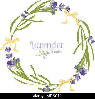 Violett Lavendel schönen floralen frames Vorlage in Aquarell Stil auf weißen Hintergrund für dekorative Gestaltung, Hochzeit Karte, Einladung isoliert, tra Stock Vektor