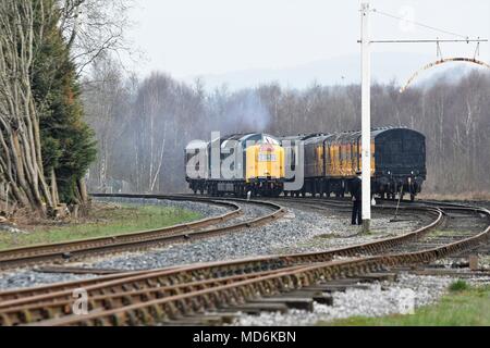 Ramsbottom, Lancashire, UK. 14. April 2018 Deltic Diesellok "Alycidon' D 9009 Klasse 55 Stockfoto