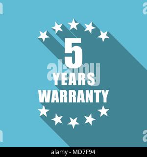 5 Jahre Garantie Symbol flache Design Vector blaues Symbol Stock Vektor