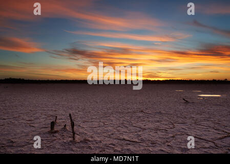 Sunett ov in der Nähe von trockenen Salzsee, Merbein West, ictoria, Australien. Stockfoto