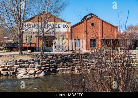 Renovierte steamplant, jetzt die Salida SteamPlant Theater und Event Center, Altstadt, kleinen Bergstadt Salida, Colorado, USA Stockfoto