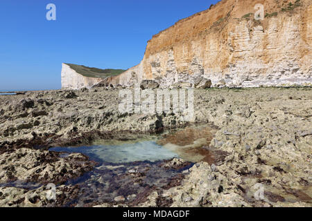 Seaford, East Sussex, England. 19. April 2018. Fabelhafte Frühlingssonne am Strand von Seaford, East Sussex. Credit: Julia Gavin/Alamy leben Nachrichten Stockfoto