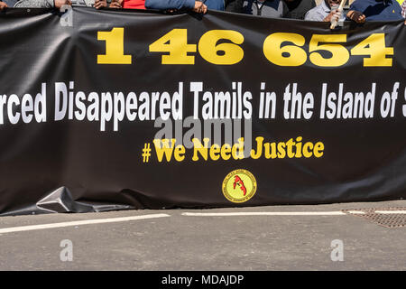 London, Großbritannien. 19 April 2018, Tamil Protest gegen Sri Lanka außerhalb des Commonwealth Regierungschefs Treffen in London, UK. Kredit Ian Davidson/Alamy leben Nachrichten Stockfoto