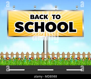 Ein zurück zu Schule billboard Seite der Straße Stock Vektor