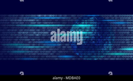 Planet Erde weltweiten Datenaustausch der binäre Code. Sicherheit Zahlung persönliche Informationen Cyber Attack blau leuchtende Geschäftskonzept Asien Australien Indien China Japan Vector Illustration Stock Vektor