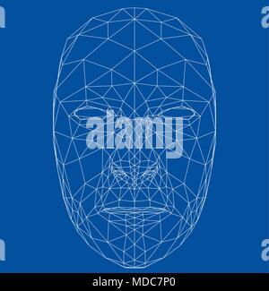Wire-frame abstrakte menschliche Gesicht Stock Vektor