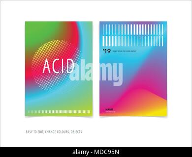 Abstrakte farbenfrohe Grafik Design der Broschüre in Flüssigkeit Flüssigkeit Stil mit unscharfen glatten Hintergrund. Einstellen Stock Vektor