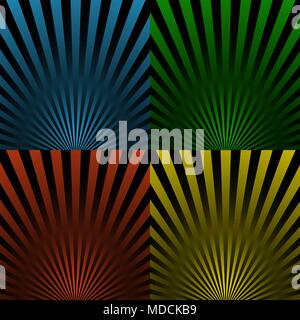 Sammlung von abstrakten Hintergründe mit Sonnenstrahlen. Stock Vektor