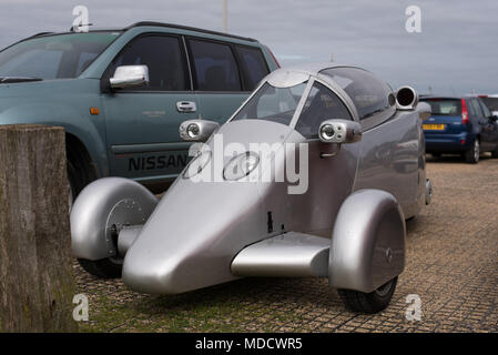 Drei fahrbares Motorrad oder Trike im Parkhaus in Dunstable Downs Stockfoto