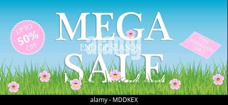 Verkauf, einen Rabatt von 50 Prozent, nur dieses Wochenende. Vorlage für Flyer, Banner für die Website. Vector Illustration. Banner Stock Vektor