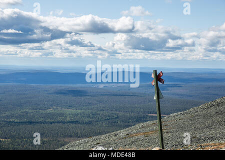 Die Landschaft in Lappland, Finnland, oben auf dem Berg von Ylläs Stockfoto