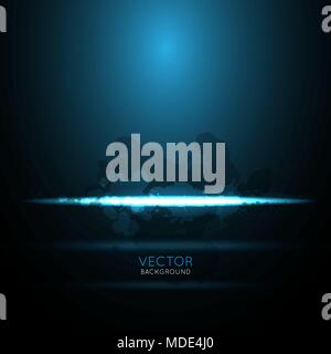 Abstrakt Blau Hintergrund mit Neon Glow line und spritzt Stock Vektor