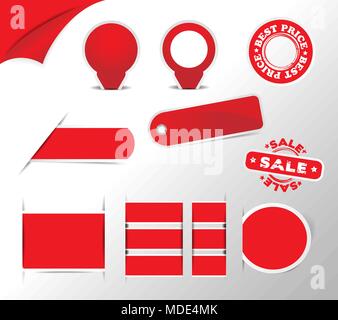 Rote Aufkleber, Tags, Etiketten Sammlung, Design Element Stock Vektor