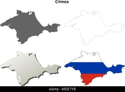 Crimea Umriss Karte Set - russische version Stock Vektor