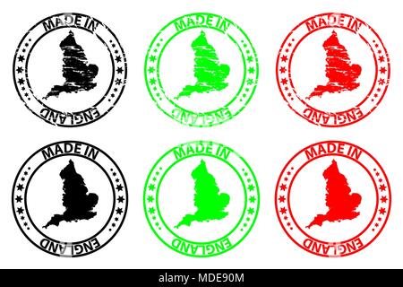 In England - Stempel - Vektor, England Karte Muster - Schwarz, Grün und Rot Stock Vektor